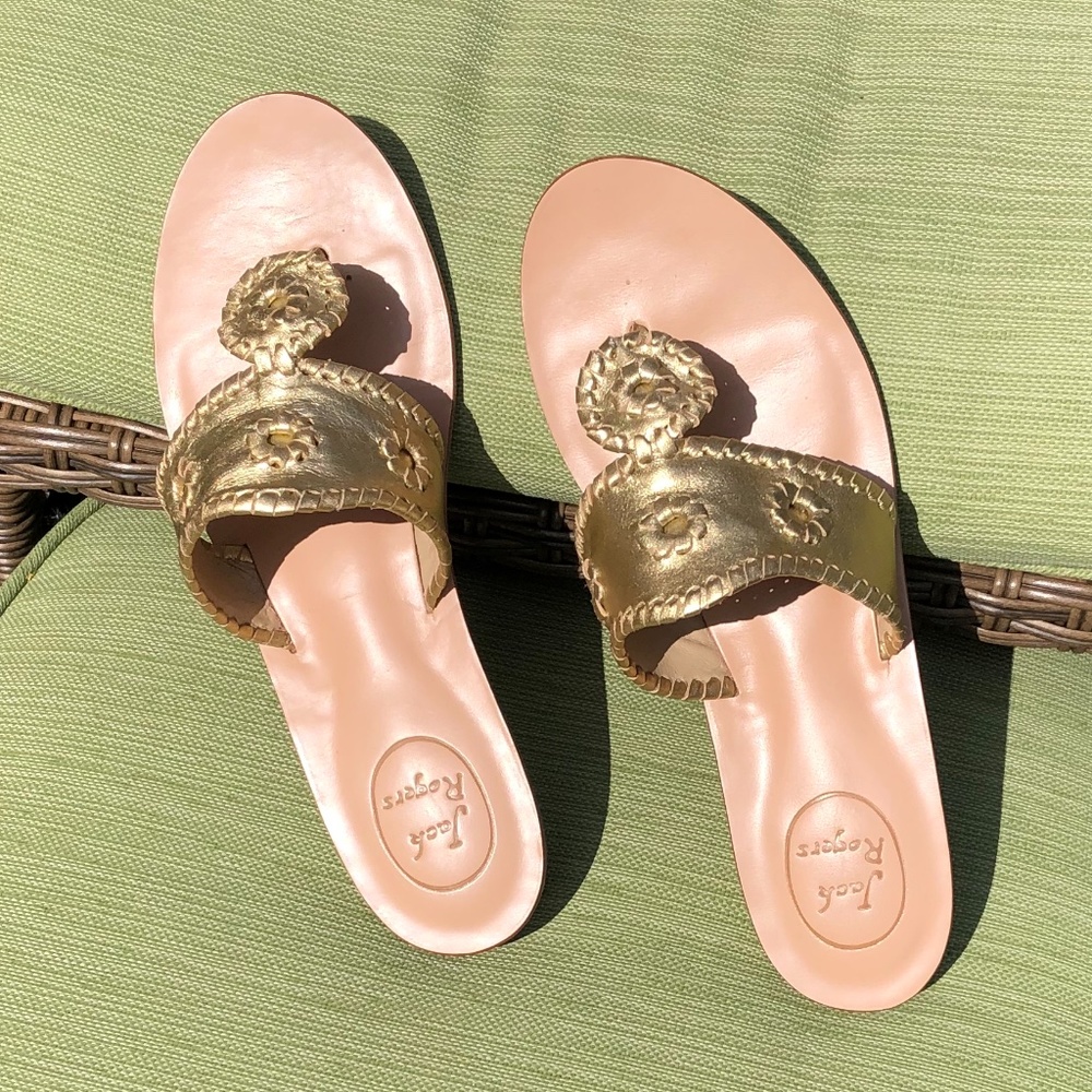 Jack Rogers Capri Demi Wedge Sandals Gold